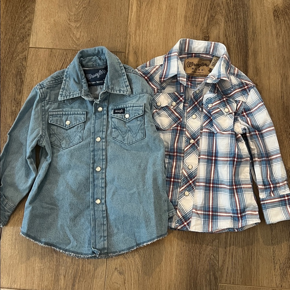Wrangler button up shirts- both kids size xxs